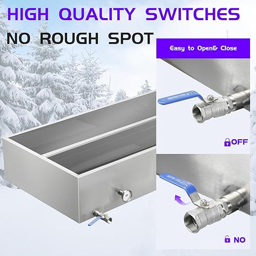 Maple Syrup Evaporator Pan 48 x 24 x 9.4 Inch Maple Syrup Pan 47 Gal 304 Stainless Steel Maple Syrup Evaporator Boiling Maple Syrup with Valve and Thermometer and Divided