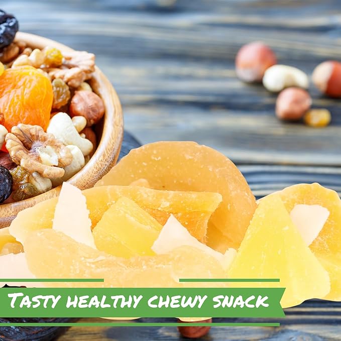 Tropical Mixed Dried Fruit Medley - by Its Delish 40 OZ Jumbo Container | Healthy Snacks for Adults | Fresh Snack Mix Dry Fruit | Pineapple Mango Guava Coconut | Vegan Kosher