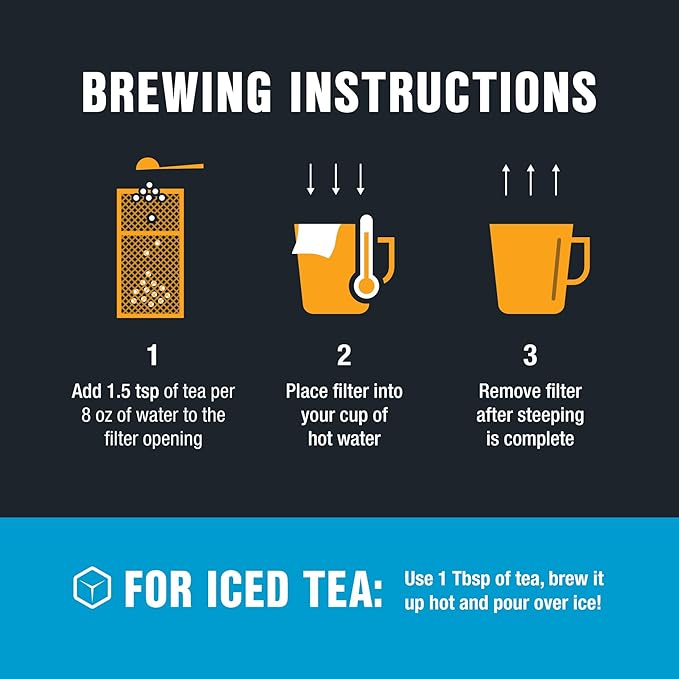 Tiesta Tea Premium Starter Loose Leaf Sampler Kit - Classic Tea Blends High to Non Caffeinated Hot &amp Iced Brews Starter Set with Black Green Herbal Sample Bags and 100 Disposable Tea Filters