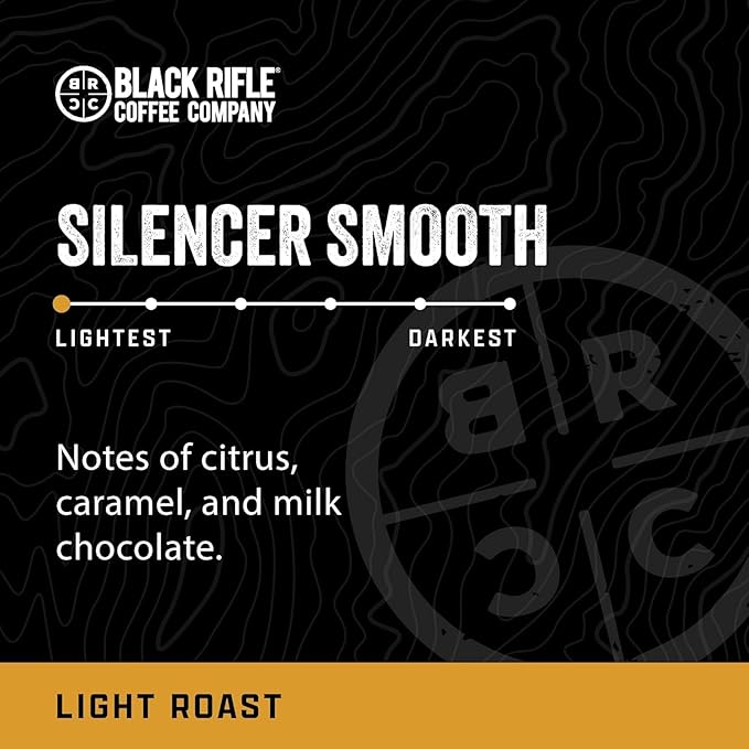 Black Rifle Coffee Company Silencer Smooth 50 Count Light Roast K Cups - Single Serve K Cups Coffee Pods - Kcup Pods Compatible with Keurig 1.0 &amp 2.0 - Made from Arabica Beans