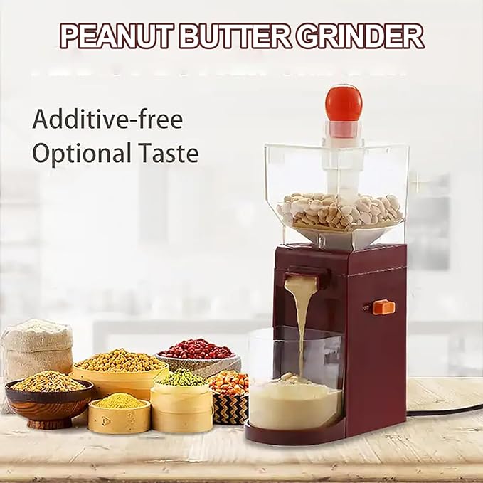 Electric Peanut Butter Maker Commercial-Grade Electric Nut Butter Maker &amp Grinder with Anti-Slip Base 500ml Large Capacity and Stirring Hook Design and Removable Parts for Peanuts Cashews