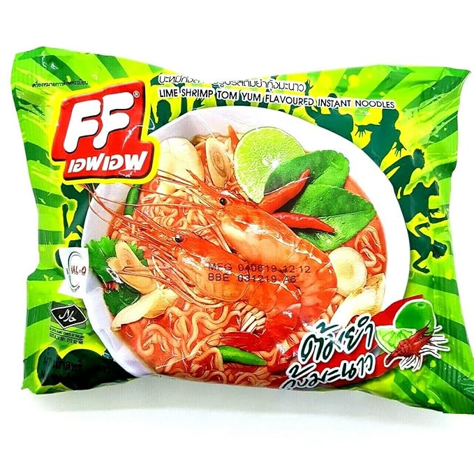 Lime Shrimp Tom Yum Flavour Quick Cooking ThaiFF Instant Noodles Soup Fest Halal Spicy Food (Pack of 5)