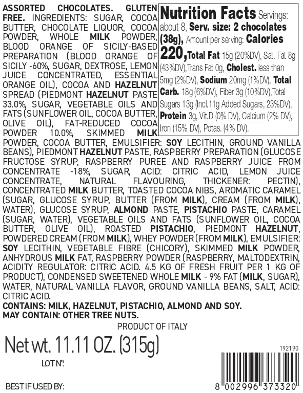 Venchi - Murrine Gift Box with Assorted Chocoviar Chocolates and Roasted Cacao Nibs 11.11 oz Gluten-Free No Artificial Colors or Preservatives Gift Idea