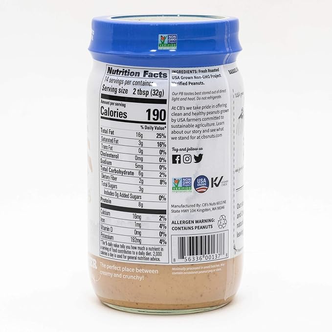 CB's Nuts USA Grown Non-GMO Creamunchy 1 Ingredient Peanut Butter (2)