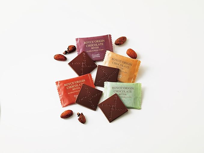 ROYCE' Origin Chocolate Bitter' - Assortment of Dark Chocolate Squares | Ideal for Baking and Desserts| No Artificial Preservatives | Japanese Chocolate from Hokkaido (20 Pieces of Chocolate Squares