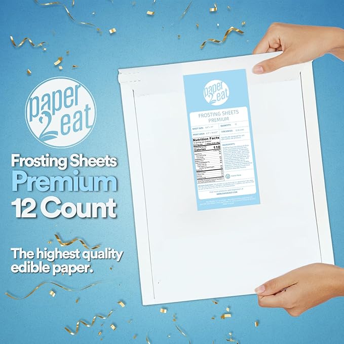 paper2eat Frosting Sheets Premium 8.5” x 11” - 12 count - White Edible Icing Sheets