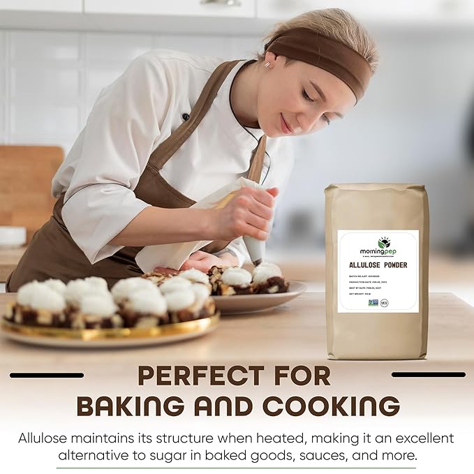 Morning Pep Allulose Sweetener 55 lb – Zero Calorie Sugar Alternative 100% Pure No Erythritol Non-GMO Project Verified Keto Certified OU Kosher No Fillers Ideal for Baking and Beverages BULK B