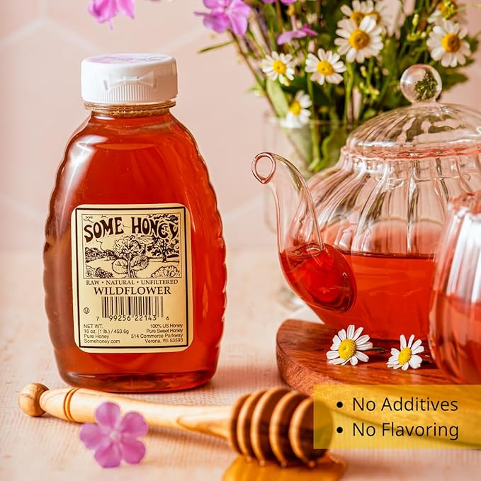 Some Honey Raw &amp Unfiltered Wildflower Honey – 100% Pure U.S. Honey – USDA Grade A – All-Natural – 80 OZ