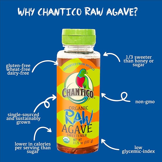 Chantico Agave Organic Sweetener (333g of each 4 pack Raw) Diabetes-friendly Easy addition to tea coffee and baked goods