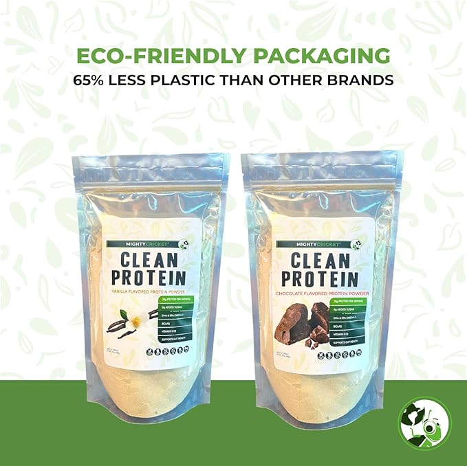 Mighty Cricket Protein Powder. 20g Clean Prebiotic Cricket Protein. No Sugar Low Carbs Gluten &amp Dairy Free. Keto &amp Paleo 100% Natural Ingredients. Vanilla 2 lb (Pack of 2)