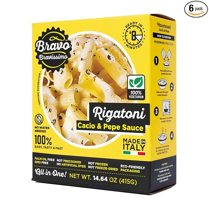 Bravo Pastiamoci Rigatoni Cacio e Pepe 14.64 Oz (Pack of 6)