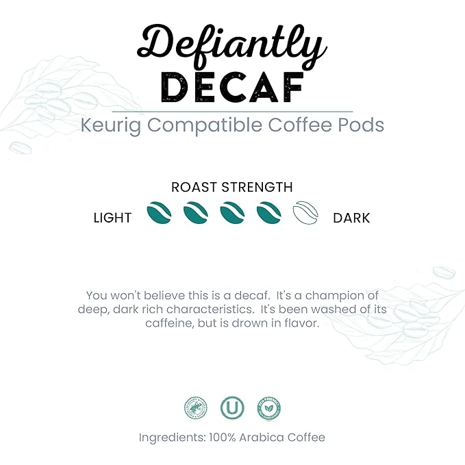 Tayst Coffee Pods Defiantly Decaf Dark Roast K Cups Compatible with Keurig Coffee Maker Sustainable Single Serve Pack of 50
