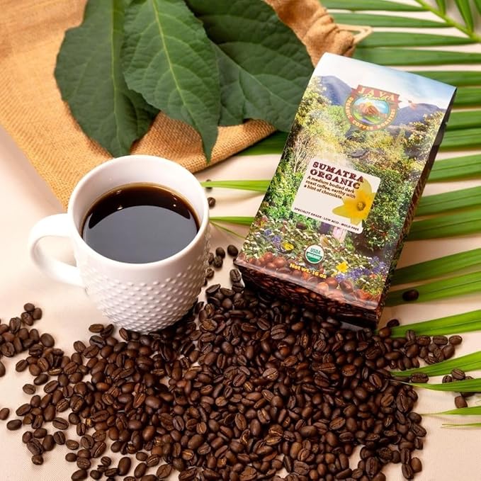 Low Acid Organic Coffee – Whole Bean Mold-Free &amp Stomach Friendly by Java Planet Sumatran Single Origin Coffee Dark Roast Smooth Full Flavored 2x1LB Bag