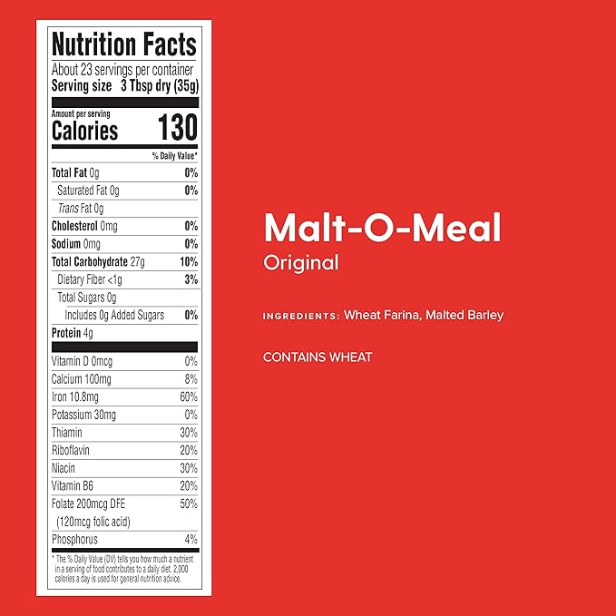 Malt-O-Meal Original Malt-O-Meal Hot Breakfast Cereal Quick Cooking 28 Ounce Box (Pack of 4)