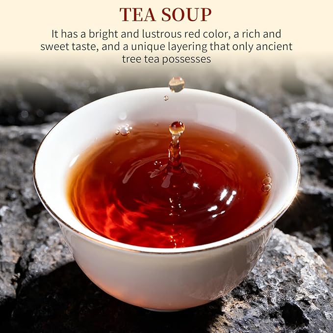 XIXICHA Classic Premium Pu-erh Tea Brick Grade AAA Produced in 2020 Aged Ripe Pu 'er Ancient tree Pu 'er tea Cake Worth collecting Produced in MenghaiYunnan 500g/17.64oz（250g*2）Additive-free Chinese