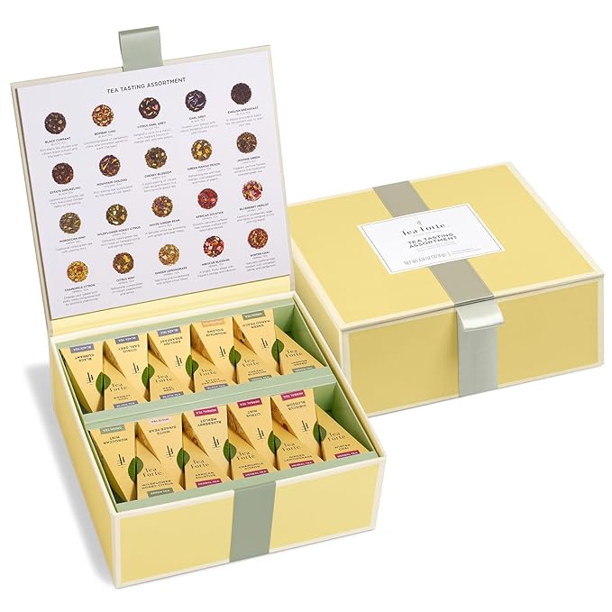 Tea Forte Premium Tea Chest Presentation Box Gift Set Sampler 40 Count Individually Wrapped Handcrafted Pyramid Tea Infuser Bags Assorted Classic