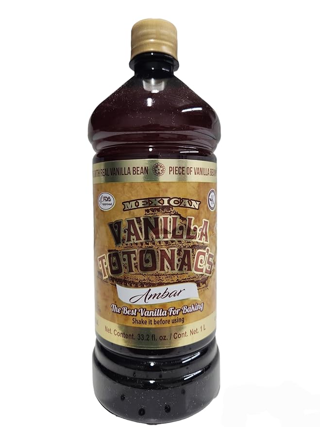Mexican Vanilla Totonac’s Bottle - Pure Imported Vanilla Extract (Ambar/Clear: 1 Liter / 33.2 Fl Oz (Pack of 1))