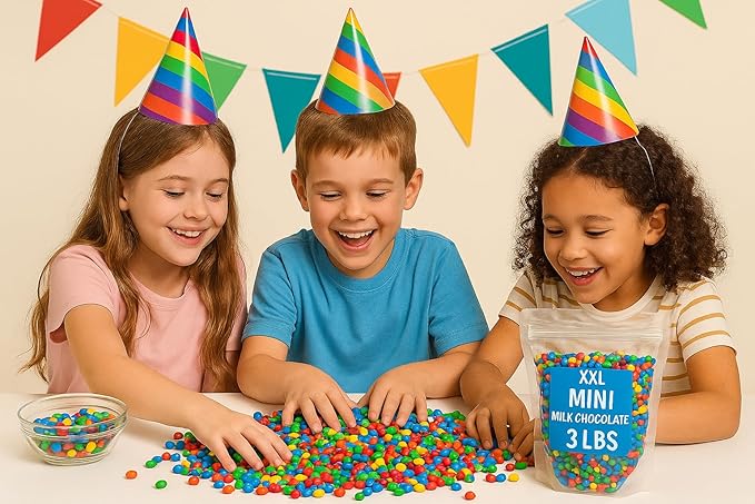 Bulk Mini Milk Chocolate Candy – 3 lbs Resealable Bag | Colorful Candy Coated Chocolates for Party Favors Baking Holidays and Christmas Gifts