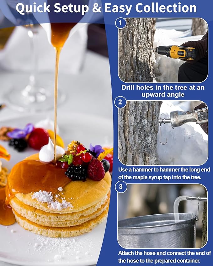 CIMALAB Maple Syrup Tapping Kit 6 Set Maple Tree Tapping Kit 6 Stainless Steel Maple Syrup Taps 6 Maple Syrup Tube &amp 2 Maple Sap Filters Metal Maple Syrup Spiles for Maple Syrup Making Supplie