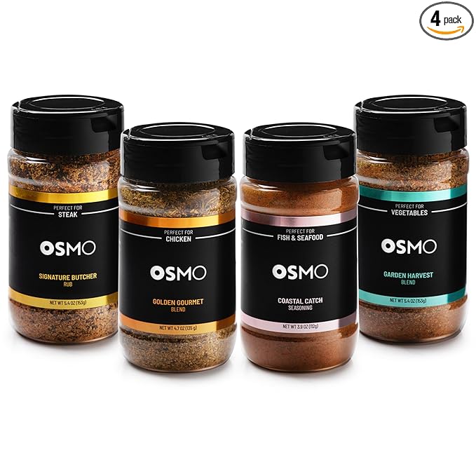 Osmo Seasoning Bundle By Chef Nick DiGiovanni - Premium Gourmet Seasoning Collection Perfect for Chicken Steak Fish or Vegetables Chef-Selected Variety Pack for Cooking &amp Grilling (4 Pack)