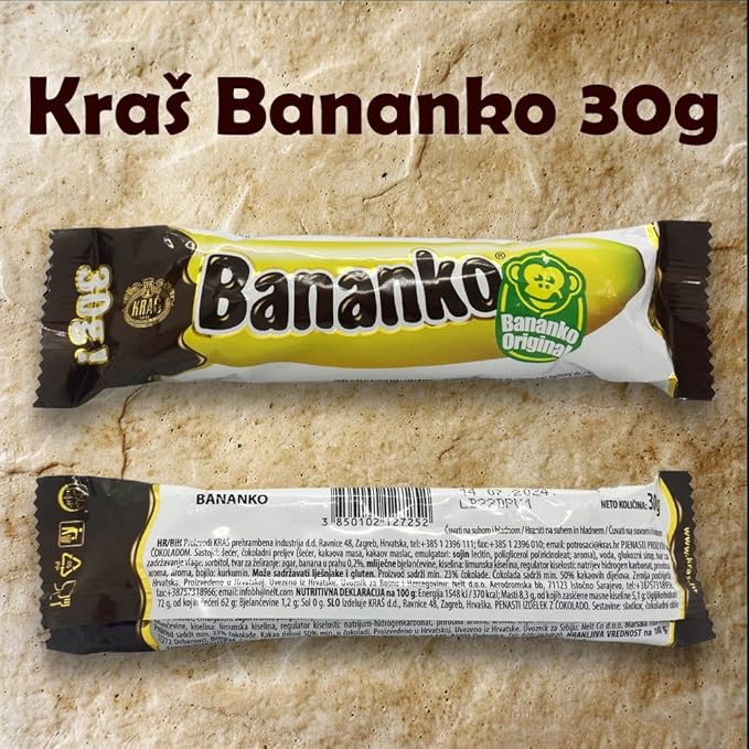 Kraš Bananko 120g - Irresistibly Delicious Mini Chocolate Covered Foam Bananas - Treat Yourself to Every Bite of Sweet Bliss! Pack of 5 (30G 18 Pack)