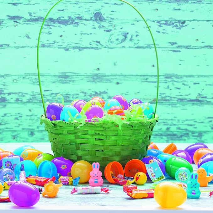 Fun Express Candy Filled Easter Eggs Bulk 24 Pack - Pre-Filled Plastic Eggs with Assorted Sweet Treats for Easter Egg Hunt | Colorful Spring Party Supplies for Kids &amp Family Celebrations