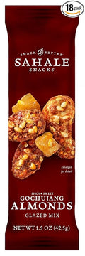 Sahale Snacks Gochujang Almonds Glazed Mix 1.5 oz Bags (18 Packs) - Dry-Roasted Deluxe Mixed Nuts Inspired By Traditional Korean BBQ - Non-GMO Kosher &amp Certified Gluten-Free Snacks