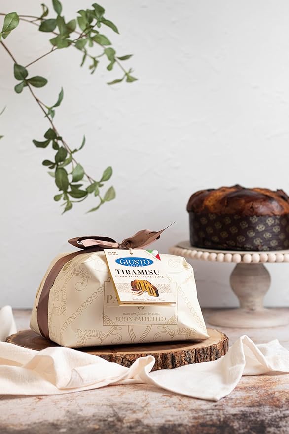 Giusto Sapore Authentic Italian Panettone Filled with Tiramisu Cream - New and Imported from Italy Family Owned - 28.21 oz