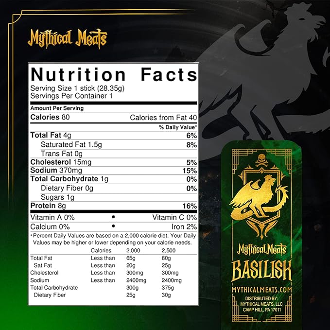 Mythical Meats Original Flavor (Basilisk) 12-Pack Snack Sticks – Alligator Mild with Pork and Beef – Dried &amp Dehydrated Meats Seasoned to Perfection – High Protein Snacks