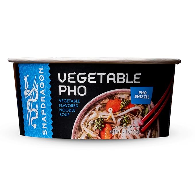 Snapdragon Vegetable Pho Instant Noodle Bowls | Vegetable Flavor Broth with Rice Noodles | Gluten-Free | No Artificial Flavors | No MSG Added | 2.1 oz (6 Pack)