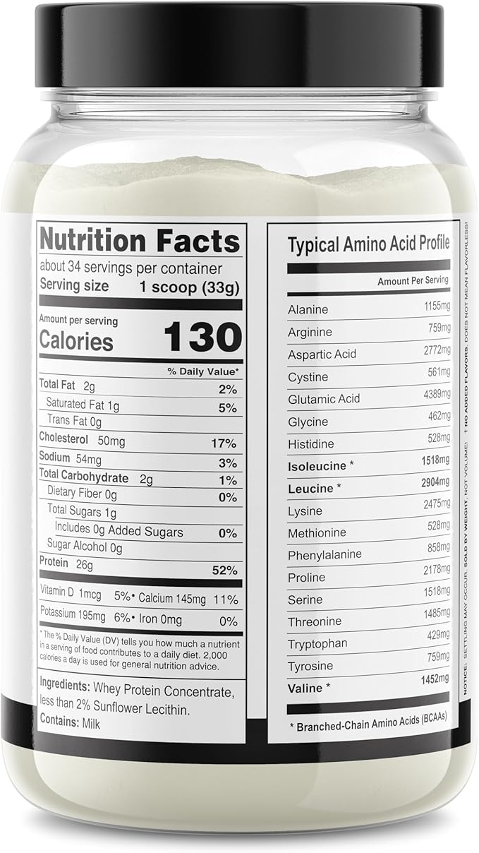 It's Just! - 100% Whey Protein Concentrate Made in USA Premium WPC-80 No Added Flavors or Artificial Sweeteners (2.5 Pound Unflavored)
