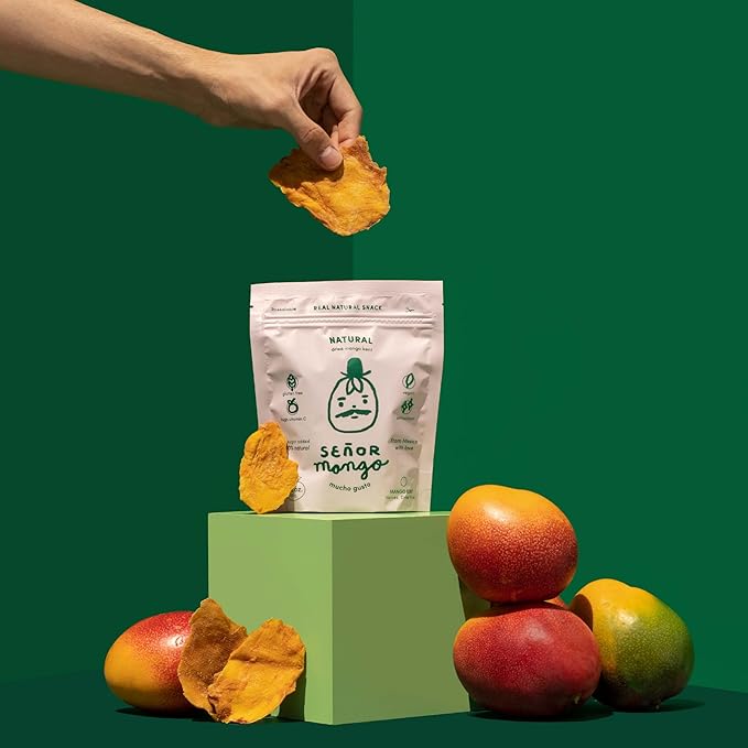 SEÑOR MANGO | NATURAL - Natural Dried Mango Slices | Organic Kent Variety | No Sugar Added | Gluten-Free Fruit Snack | Made in Mexico | 6 Pack – 2.1 oz Each