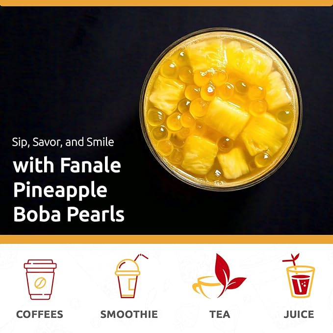 Fanale Popping Boba Pearls for Bubble Tea - 7 lb |Pineapple Flavor | Bursting Boba Pearls Bubble | Fruit Juice Flavor for Shakes Dessert Smoothie
