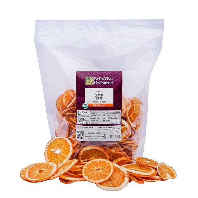 Organic Dried Orange Chips from Bella Viva Orchards 1 Lb. Bag