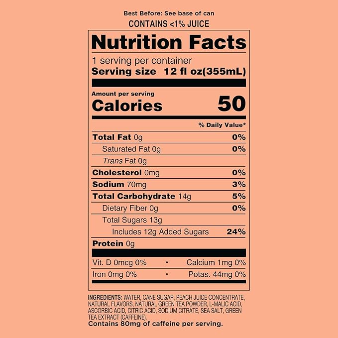 Kung Fu Tea Canned Peach Green Tea – Lightly Sweetened Peach Green Tea in a Can Ready to Drink – All Natural Premium Iced Tea – 12 oz Cans Pack of 12