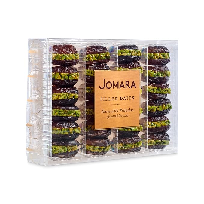 Jomara Organic Dates with Pistachio 14oz (400g) | Healthy Dried Fruit | Fiber and Antioxidants Natural Source | Vegan Gluten Free Paleo | (Pack of 1)