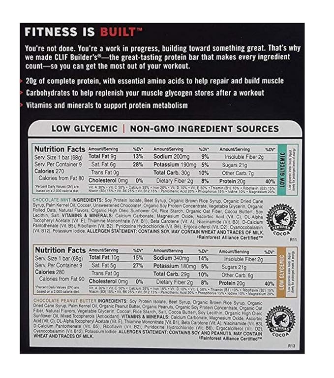 Clif Builder's Chocolate Protein Bar 2.4 oz. 18 Bars/Box (220-00543)