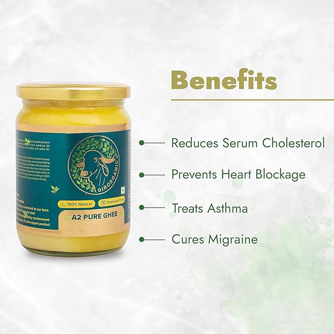 GirOrganic Grass Fed A2 Ghee | Clarified Butter (16 Oz) - Unsalted Gir Cow Ghee Butter - Organic Ghee Oil - Pasture Raised Lactose-Free 16 Oz