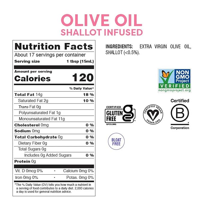 Fody Foods Garlic &amp Shallot Infused Extra Virgin Olive Oil 8.45 Oz (Pack of 2) Low FODMAP Certified Gut &amp IBS Friendly Cold-Pressed Vegan Non-GMO Gluten Free Made in Italy