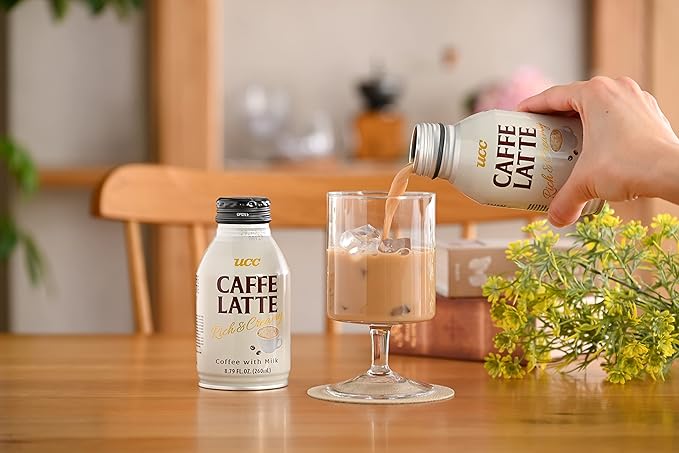 UCC Ready to Drink Caffe Latte 8.79 FL OZ (Pack of 24) Delicious Rich and Creamy Convenient Bottled Coffee Drinks For On-the-Go Imported from Japan