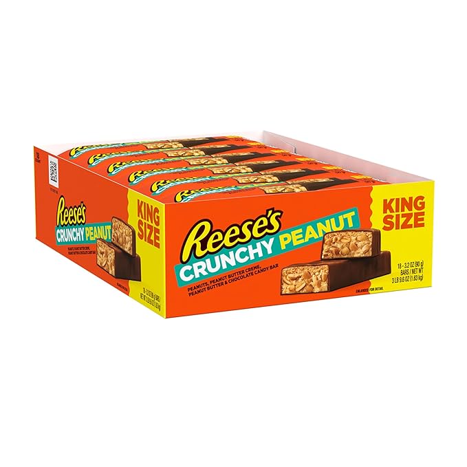 REESE'S Crunchy Peanut Peanut Butter and Peanuts King Size Candy Bars 3.2 oz (18 Count)