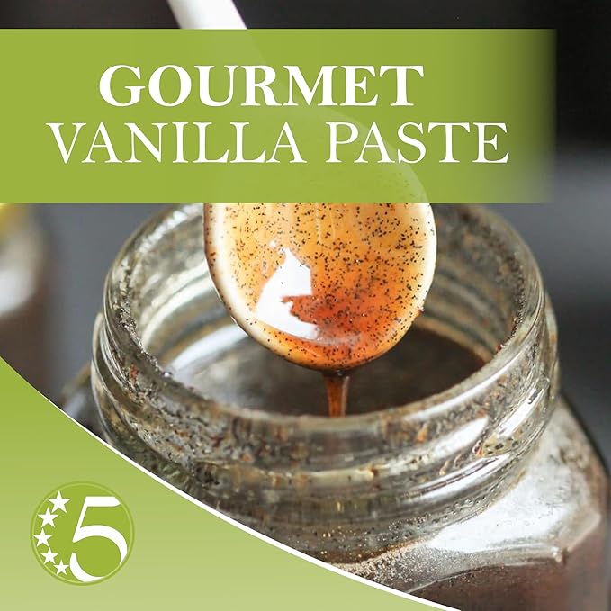 Five Star Chef Gourmet Vanilla Paste 32 Fluid Ounce - Rich &amp Aromatic Bean Paste for Baking Desserts and Beverages – Intense Flavor with Real Specks – Perfect for Cakes Cookies Ice Cream &amp