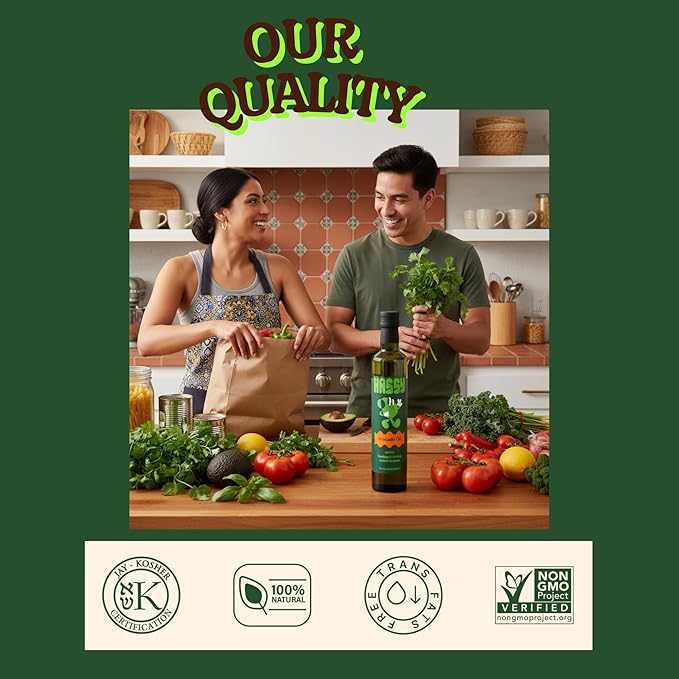 HASSY Avocado Oil Duo – High-Heat Cooking Oil &amp Extra Virgin Oil for Salads Dressings &amp Finishing Touches – Non-GMO Kosher Premium Quality