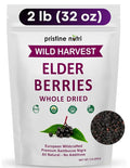 Elderberries Dried Bulk | Whole European Elderberry Dried Wildcrafted All Natural | Non-GMO Non-irradiated | Immunity Booster Antioxidants and Vitamins | Make Syrup Tea| 2 lb (32 oz)