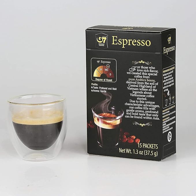 Trung Nguyen — G7 Instant Coffee — Espresso — Strong and Bold — Instant Vietnamese Coffee (15 Packets/Box 4-Pack)