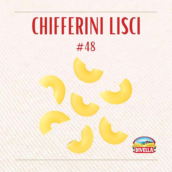 Divella Elbow Macaroni Pasta #11 16 oz. (Chifferini Lisci Pack of 8) - Authentic Italian Pasta Made with Durum Wheat Semolina Perfect 'Al Dente' Texture for Every Dish