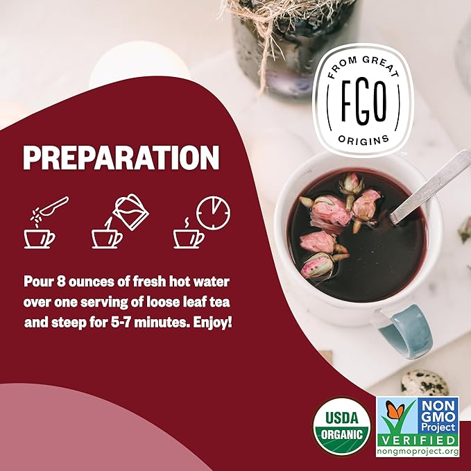 FGO Organic Hibiscus Flowers Cut and Sifted 16oz Bulk Resealable Bag Packaging May Vary (Pack of 1)