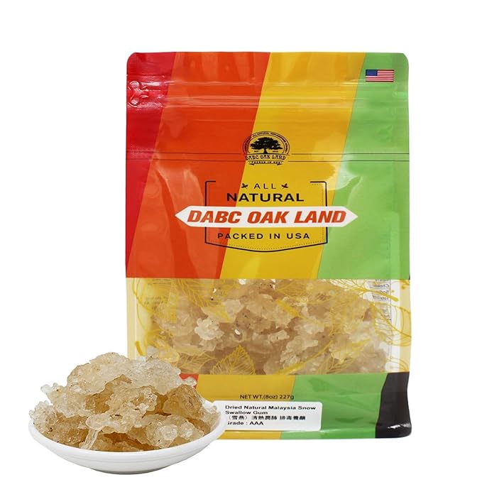 DABC OAK LAND 1 Pounds Natural Wild Tragacanth Gum Snow Swallow (Xueyan) 補水保濕 天然野生雪燕 16OZ Packed in USA