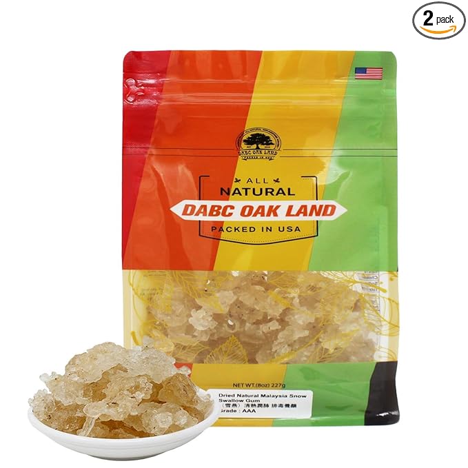 DABC OAK LAND 2 Pounds Natural Wild Tragacanth Gum Snow Swallow (Xueyan) 補水保濕 天然野生雪燕 2 X 16OZ bags Packed in USA
