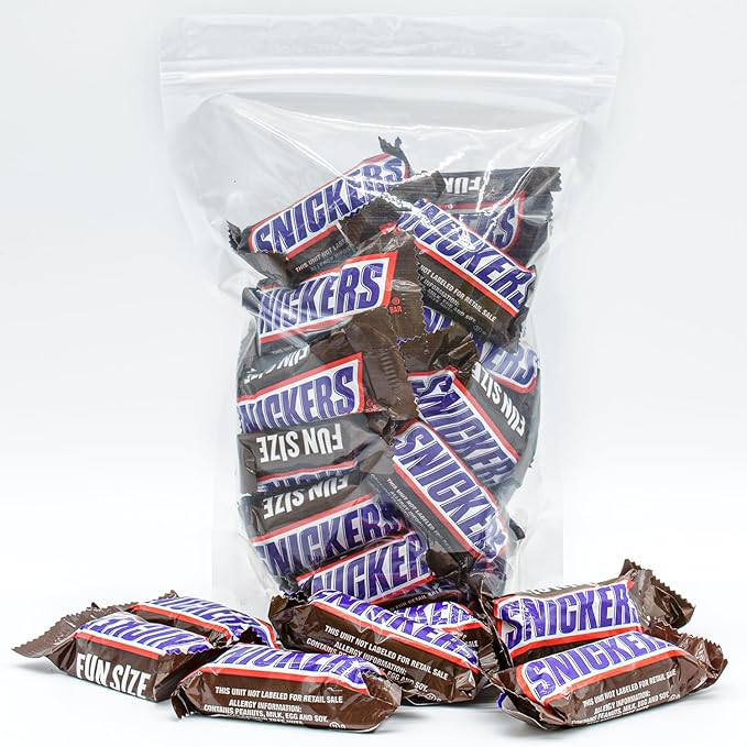 FUN SIZE Chocolate Candy Bars 2 lb – Anti Melt Pack Individually Wrapped (52 Pieces) Bulk Snack-Size Format Crunchy Peanuts &amp Smooth Caramel